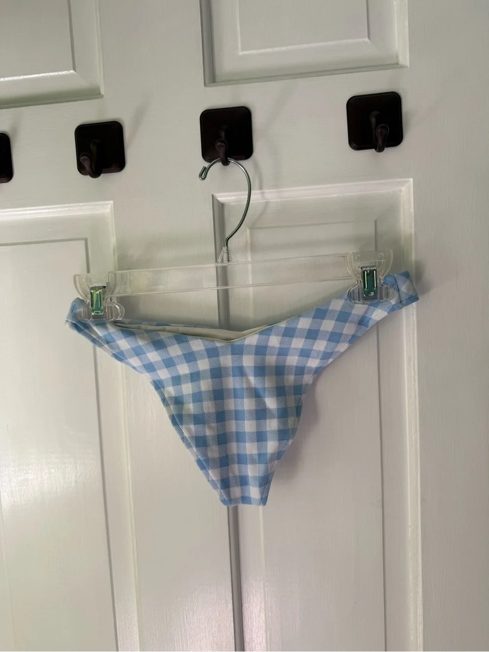 Frankie's Bikinis Light Blue Gingham Cheeky Bikini Bottom